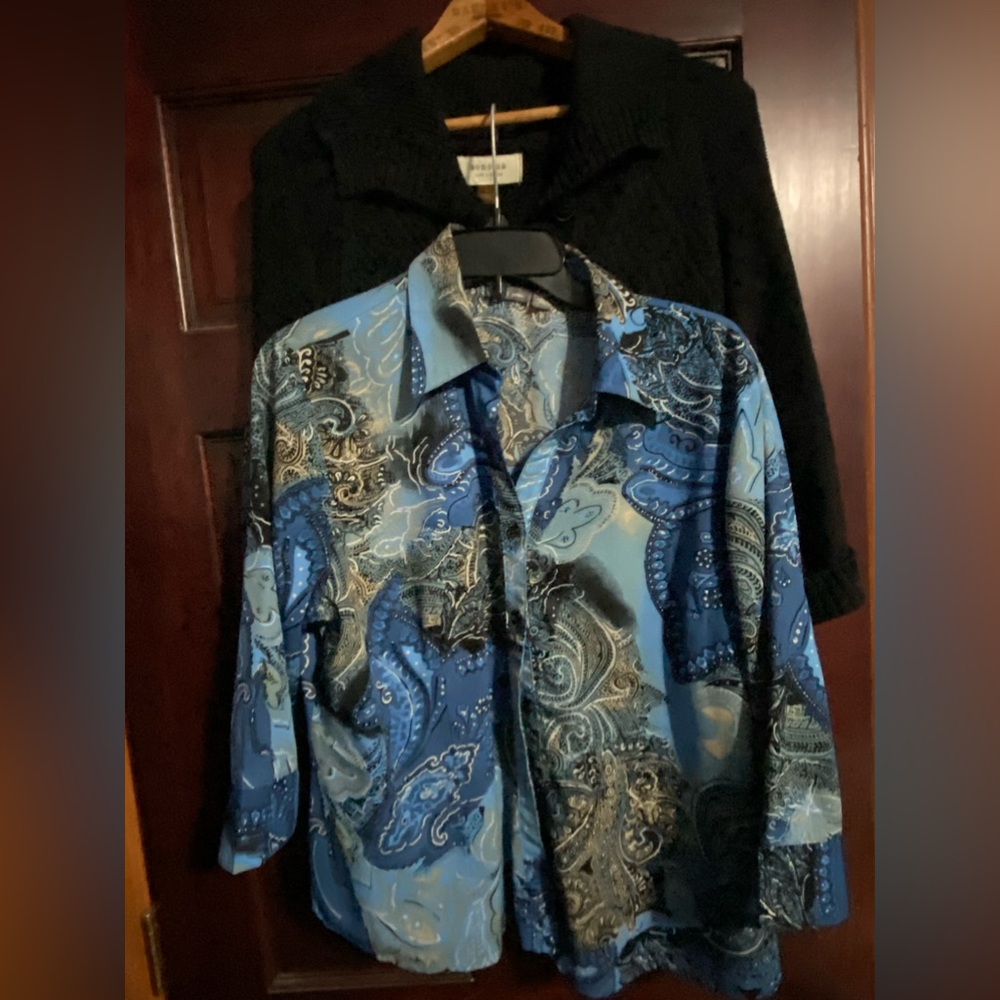 Lot bundle of 2. Blouse & Cardigan sweater 2 for 1 price (sZ L.  3/4 sleeve)